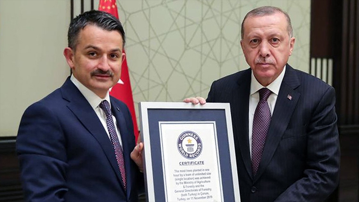 ‘En fazla fidan dikme rekoru’ belgesi Cumhurbaşkanı Erdoğan’a takdim edildi