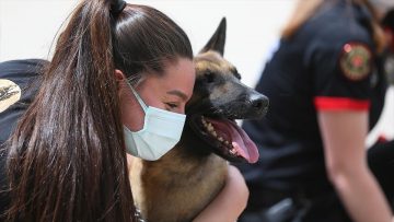 Eskişehir emniyetinin özel köpeklerini anne şefkatiyle eğitiyorlar