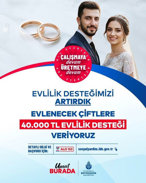 İBB Evlilik Desteğini 40 Bin TL’ye Çıkarttı